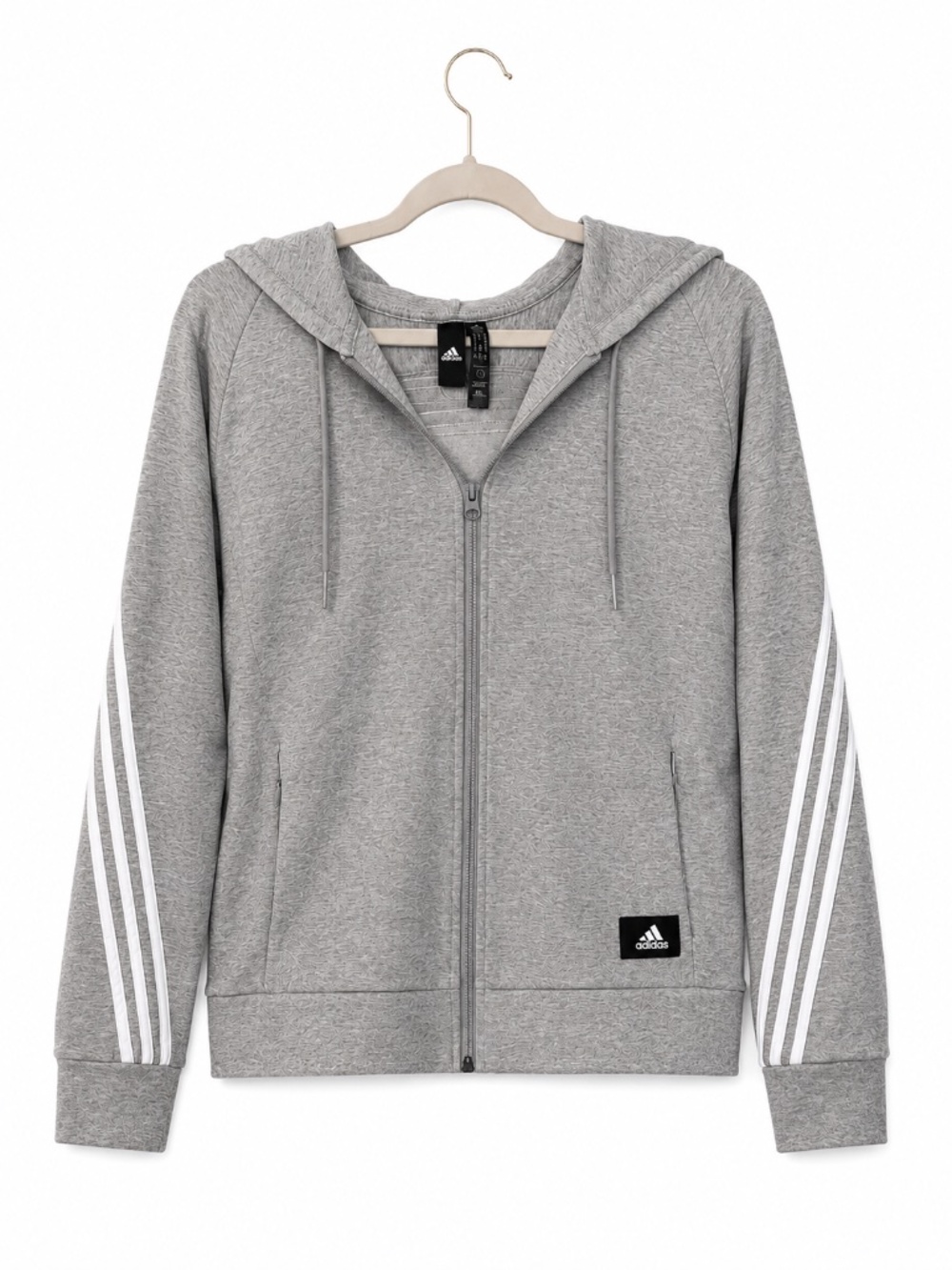 adidas Gray 3-Stripes Zip Hoodie Jogger Set Women’s Size L